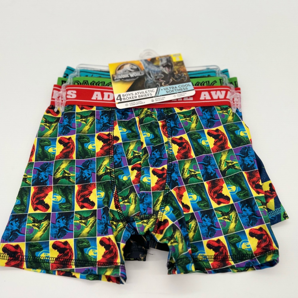 Jurassic World Boys' Athletic Boxer Brief Sz 8 3 Pack